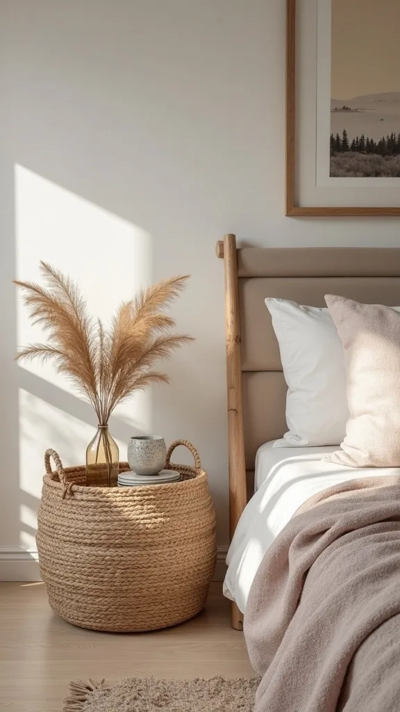 How can I use baskets to hide bedroom clutter without losing things?