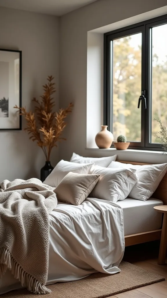 How do I incorporate black accents without making the bedroom feel cold?