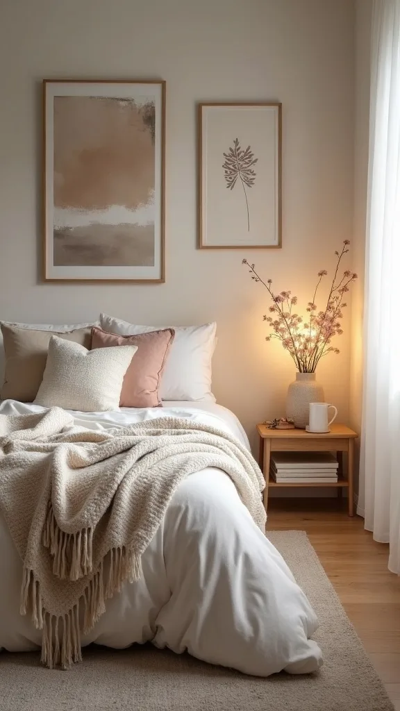 How can I make a shared bedroom feel hygge for two people with different tastes?