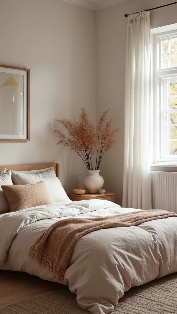 What colors create a Scandinavian fall bedroom without looking dark?