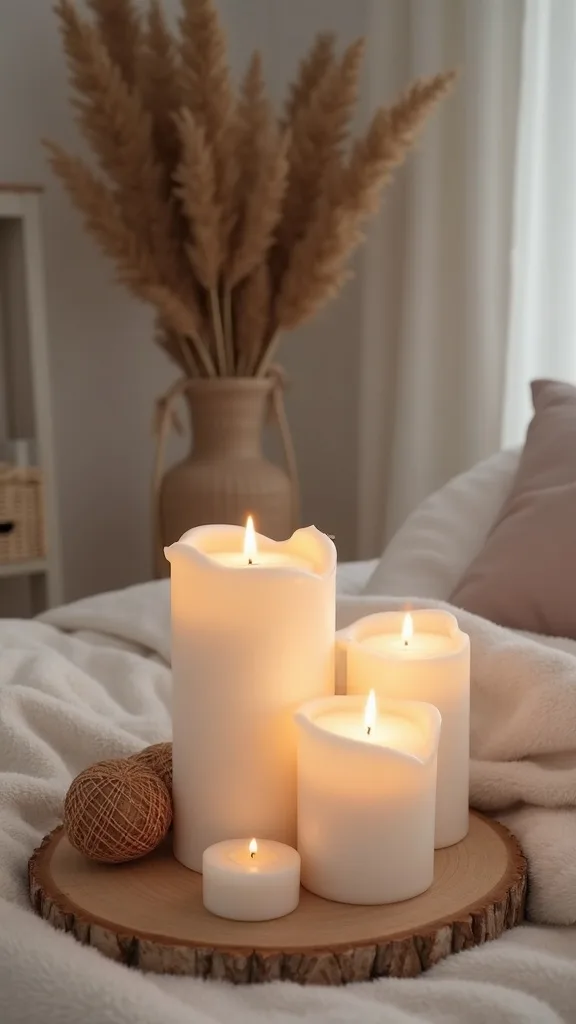 Where should I place cozy bedroom candles so they feel intentional (and not cluttery)?