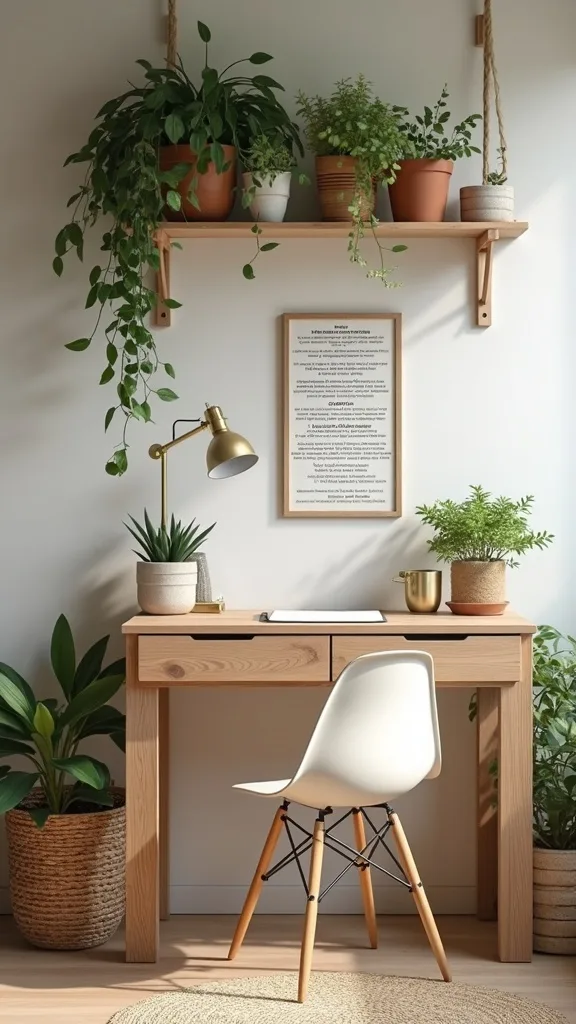 How do you add greenery safely in a garage study area?