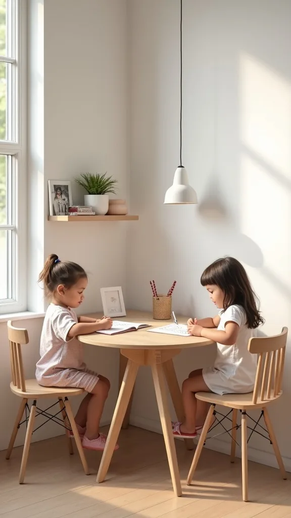 What size table works for two kids doing homework together?