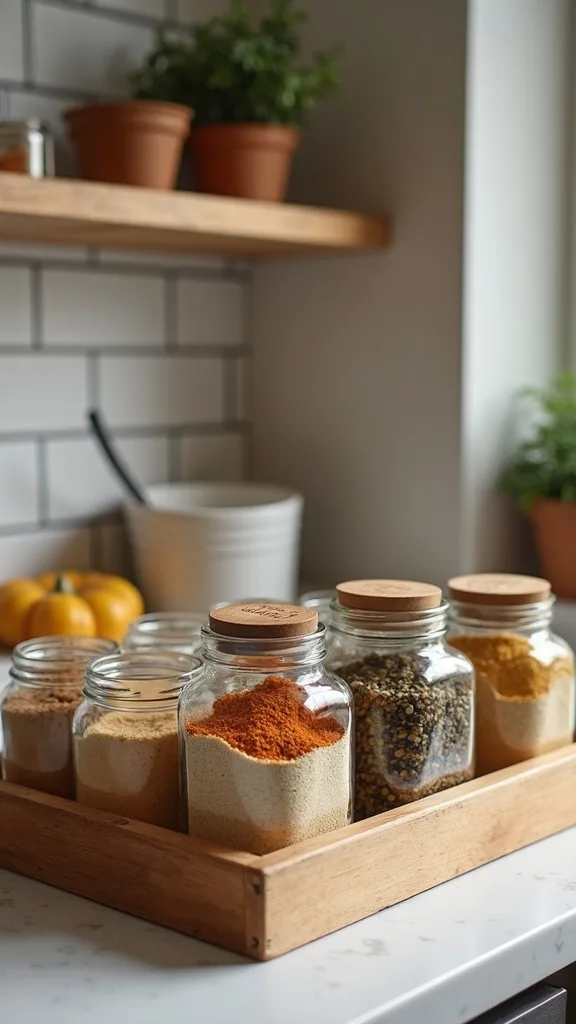 How do I organize spices for fall without buying a full rack?