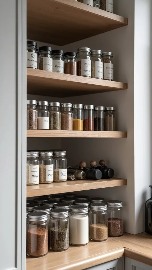 What’s a smart way to store bulky spice grinders and tall bottles?
