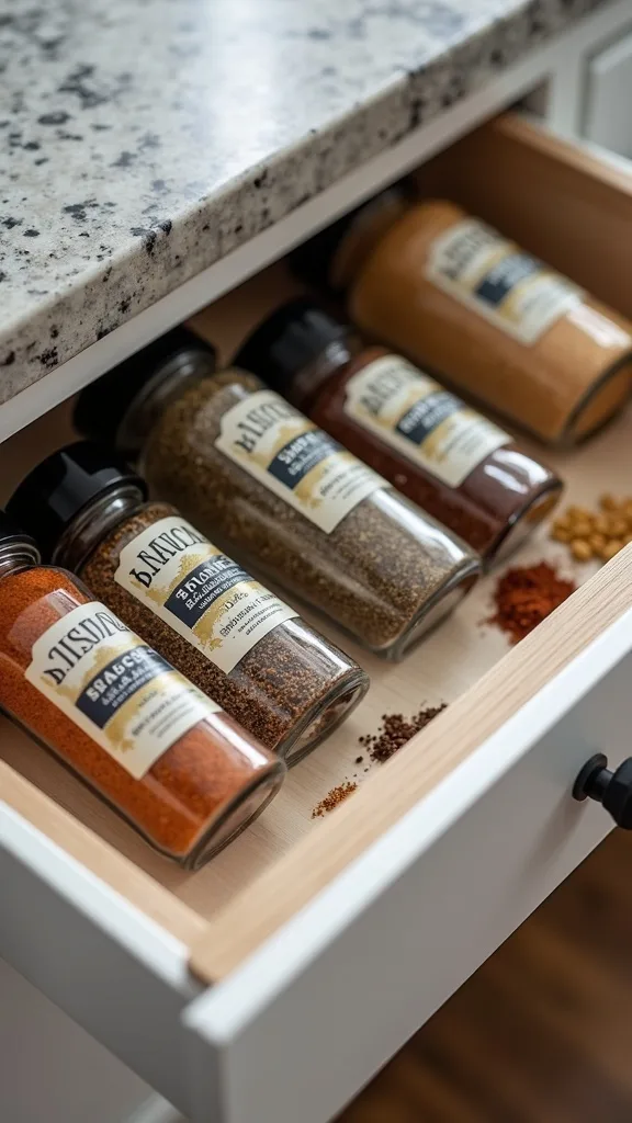 How do I label spices so I can read them quickly in a drawer?