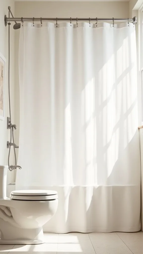 What’s the best shower curtain choice for a warm neutral bathroom?