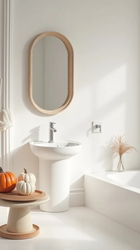 How can I do a minimalist bathroom fall look without pumpkins?