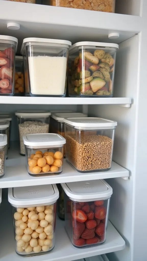 How do you make a tiny fridge feel bigger? Use clear bins by category