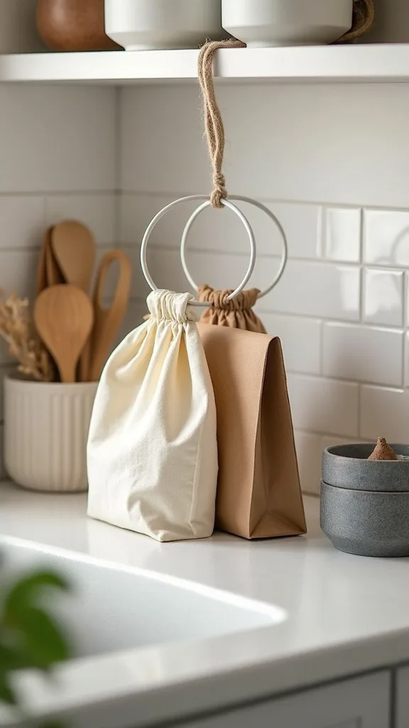 How do you store reusable bags neatly? Hang them on one ring