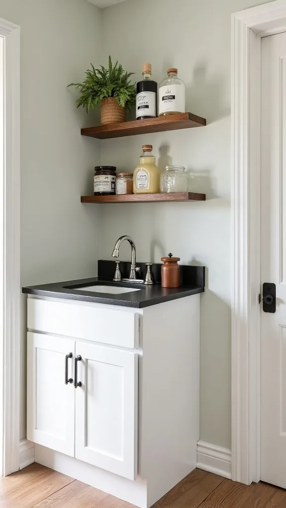 How do you make one cabinet act like two? Add a shelf riser