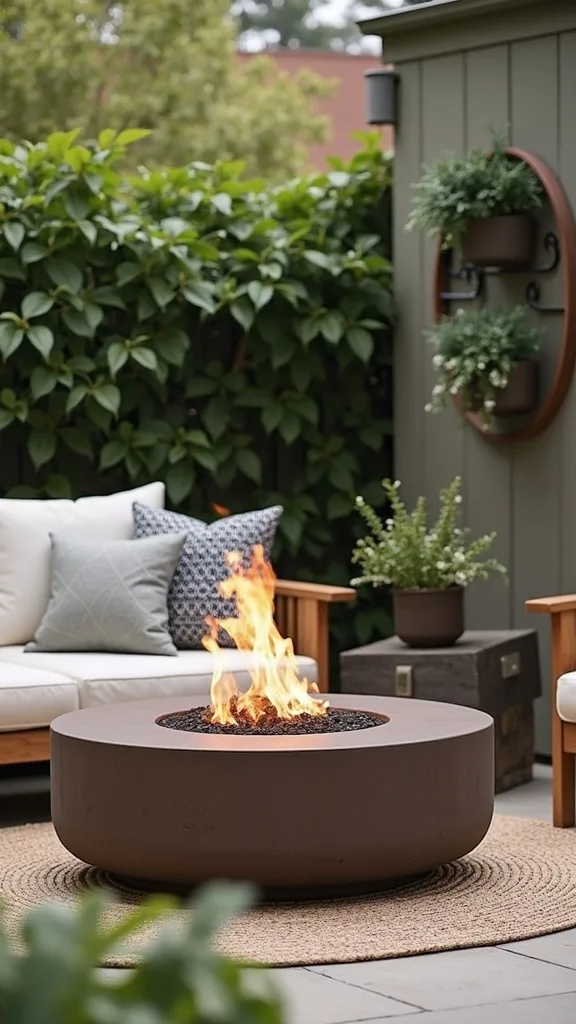 Fire pit + outdoor bar cart (entertaining without a dining set)