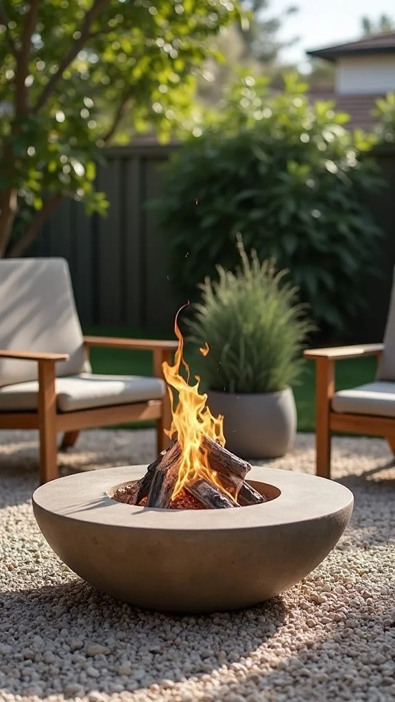 Micro gravel zone for a fire pit (clean lines, low cost)