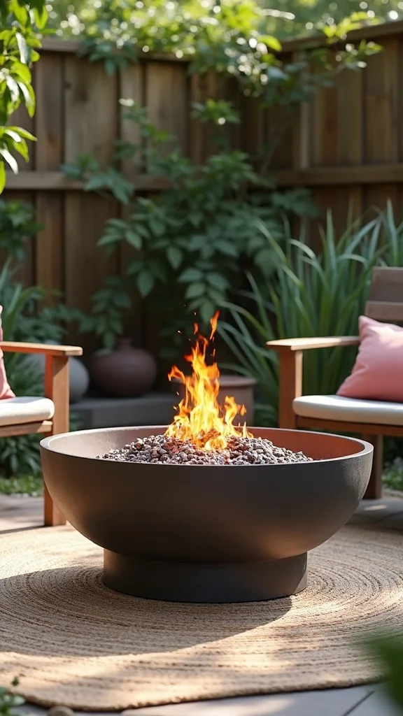 Fire pit as the anchor for an outdoor “entry moment” (tiny patio by the door)