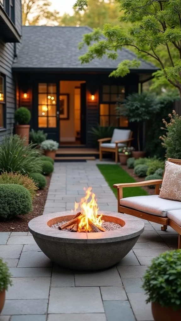 Wall-facing fire pit layout (so the center stays open)