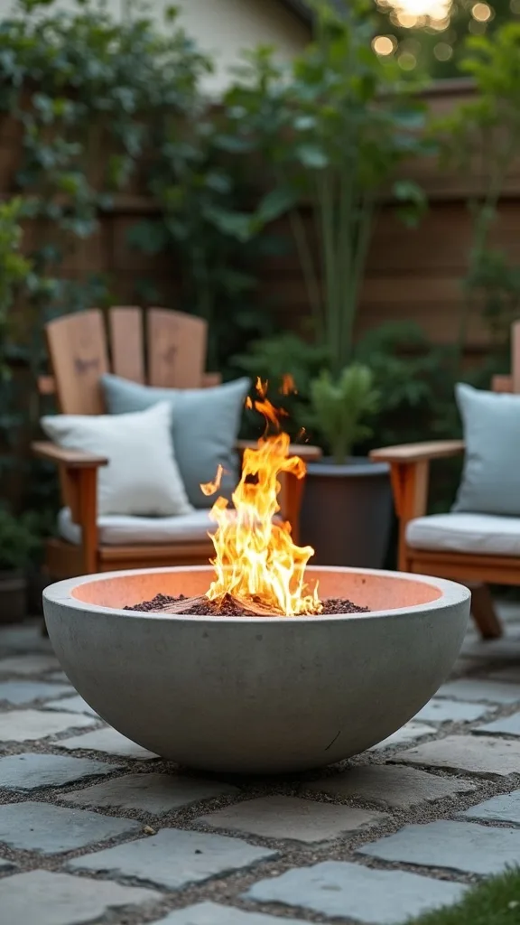 Concrete-look bowl on pavers (a modern look without a full build)