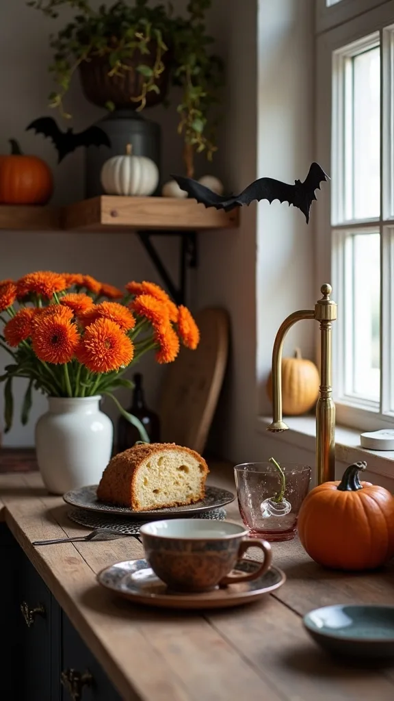 What’s one finishing touch that makes Halloween kitchen decor feel complete?