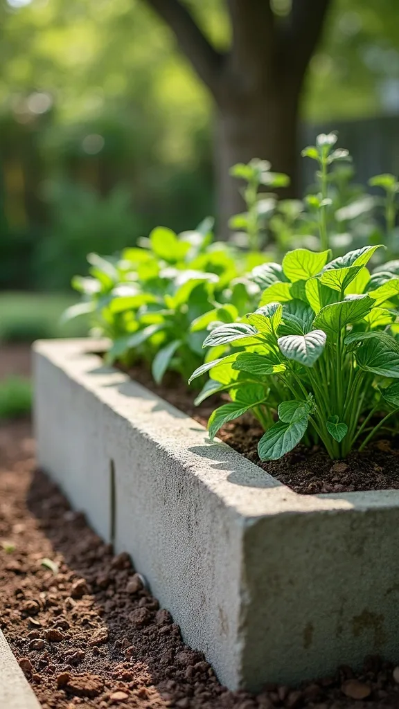Concrete Block Raised Bed (with built-in herb pockets)