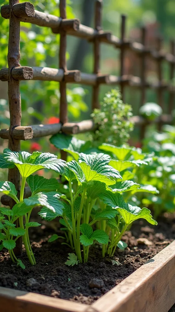 Raised Bed with Dollar-Store Trellis (vertical = more harvest, less footprint)
