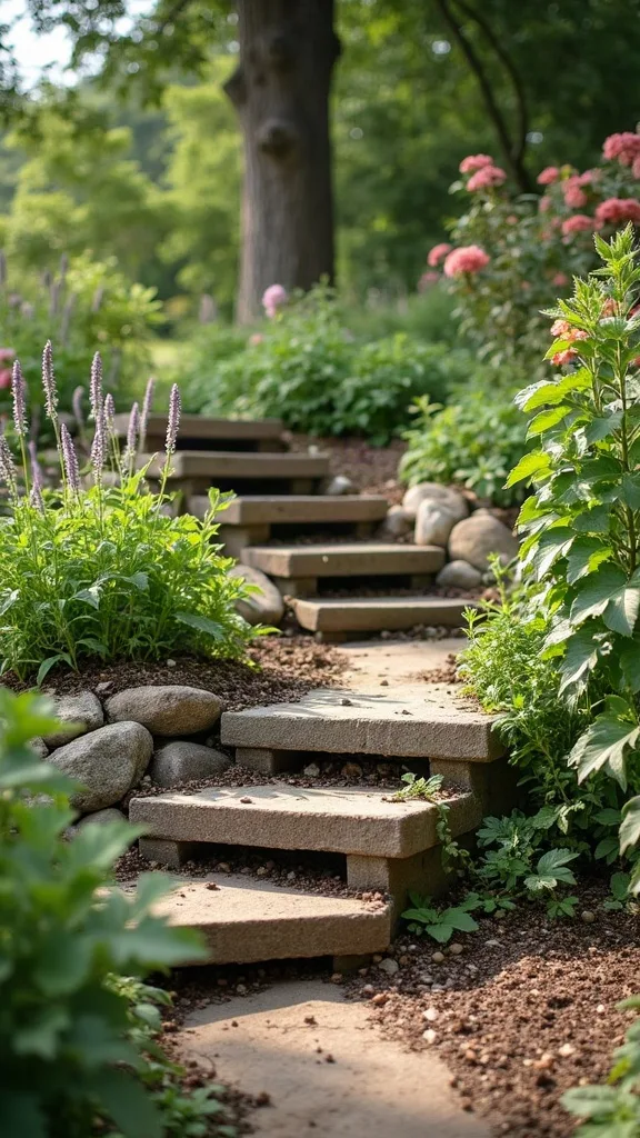 Tiered Bed from Salvaged Steps (the small-slope solution)