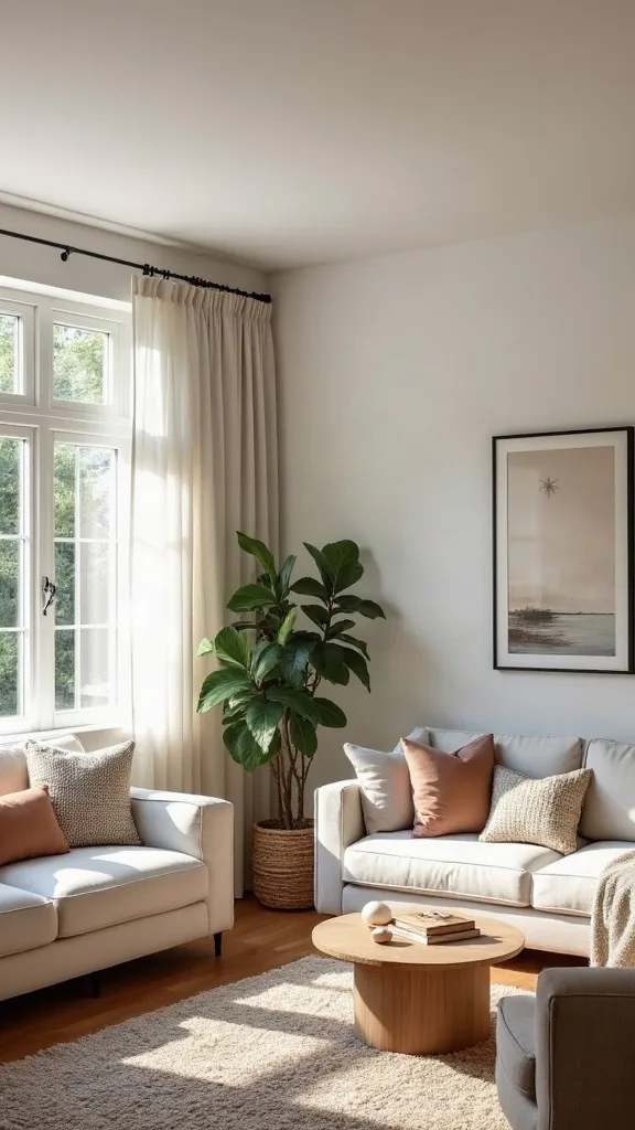 What should you avoid when trying to decorate a cozy living room on a budget?